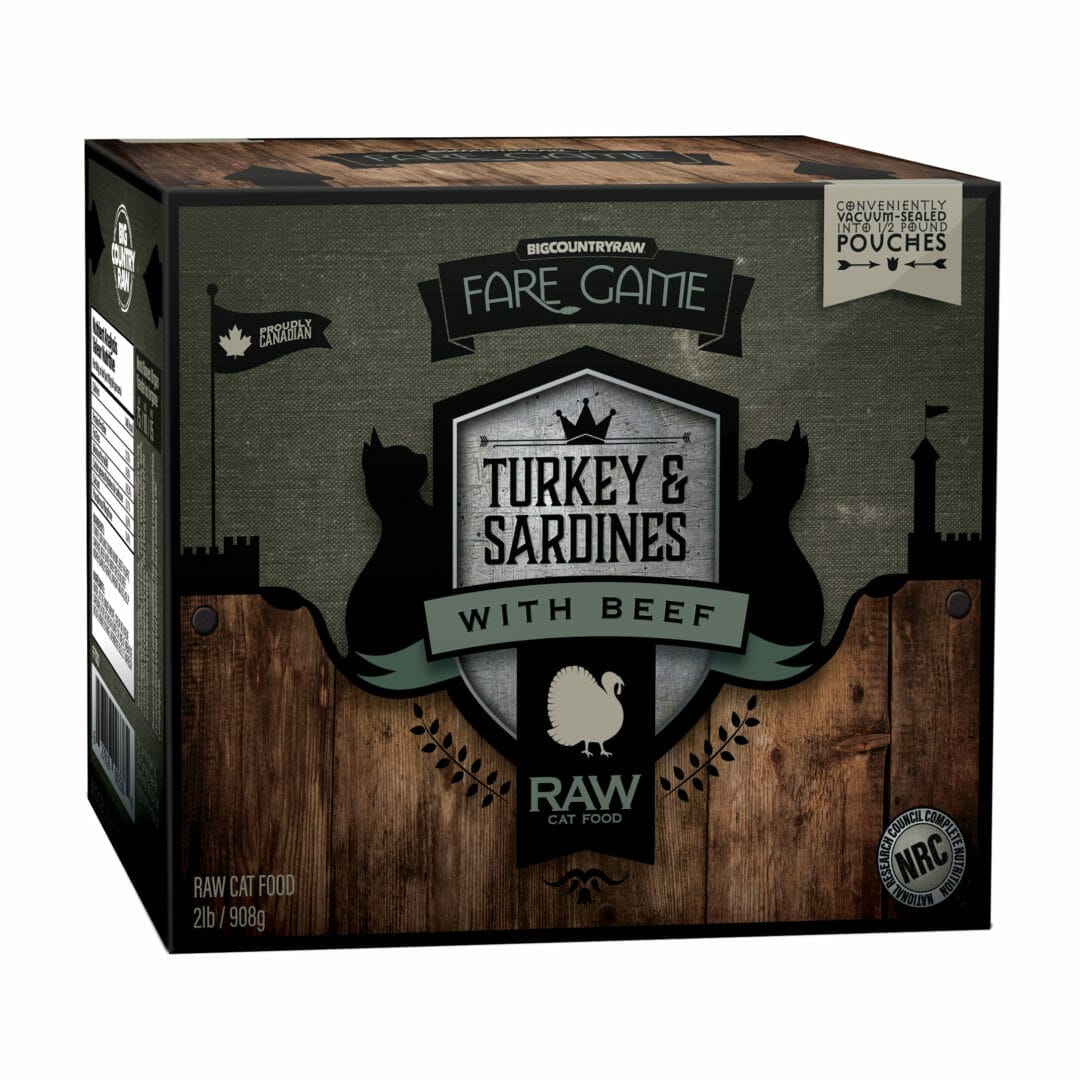 Big Country Raw – Fare Game - Chat – Dinde, Sardines, Boeuf - 2lbs
