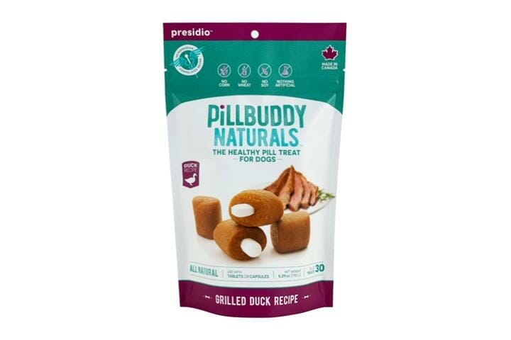 Presidio – Cache-Pilule Pill Buddy Naturals – Canard Grillé - 150g