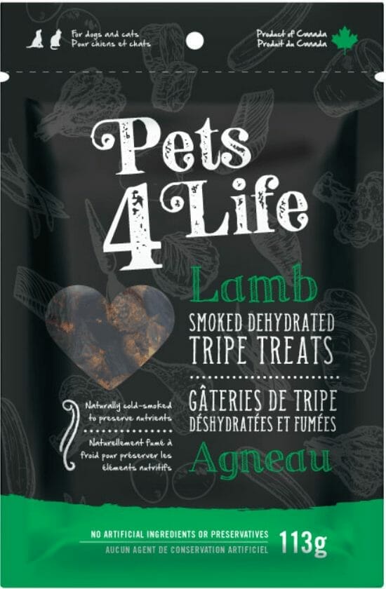 Pets 4 Life – Tripes déshydratées et fumées – Agneau