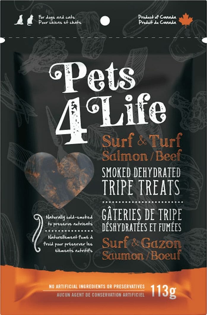 Pets 4 Life – Tripes déshydratées et fumées – Boeuf & Saumon