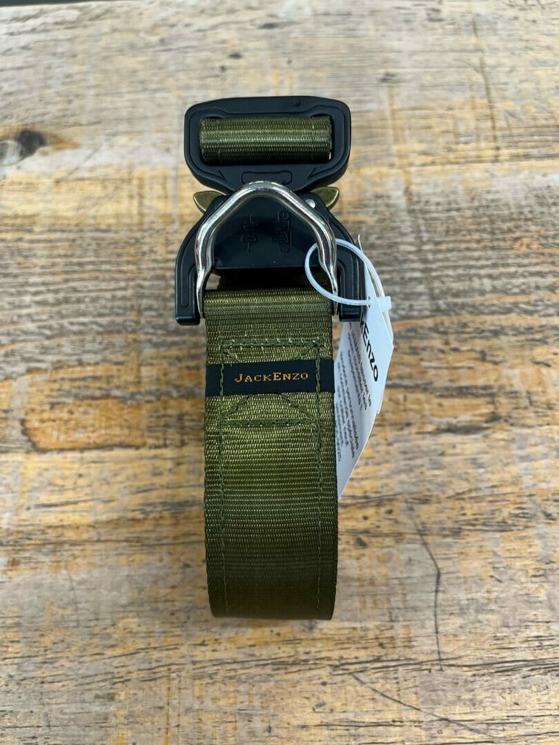 JackEnzo – Collier avec boucle en métal style militaire – Kaki